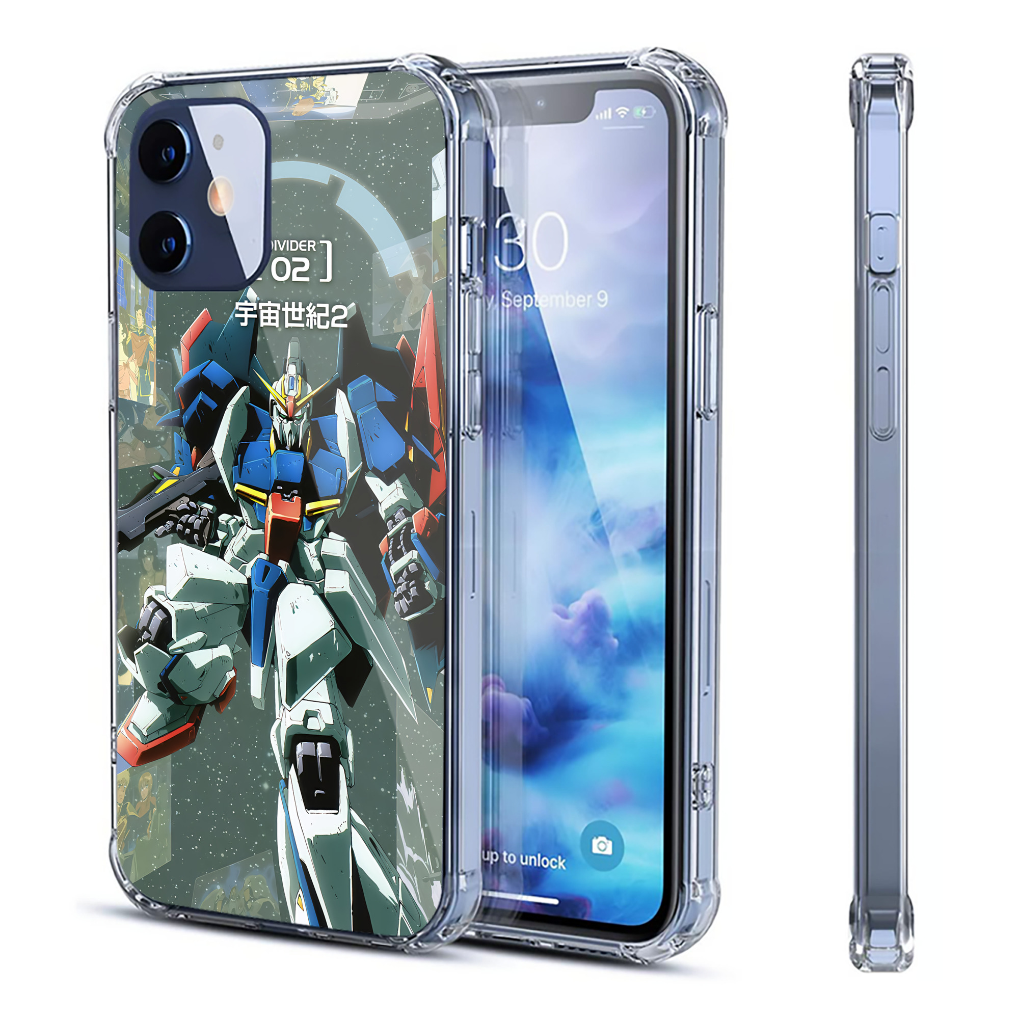 （画像用） 機動戦士ガンダム Mobile Suit Gundam 【iPhone 12シリーズ対応】透明スマホケース（クリアソフトケース）